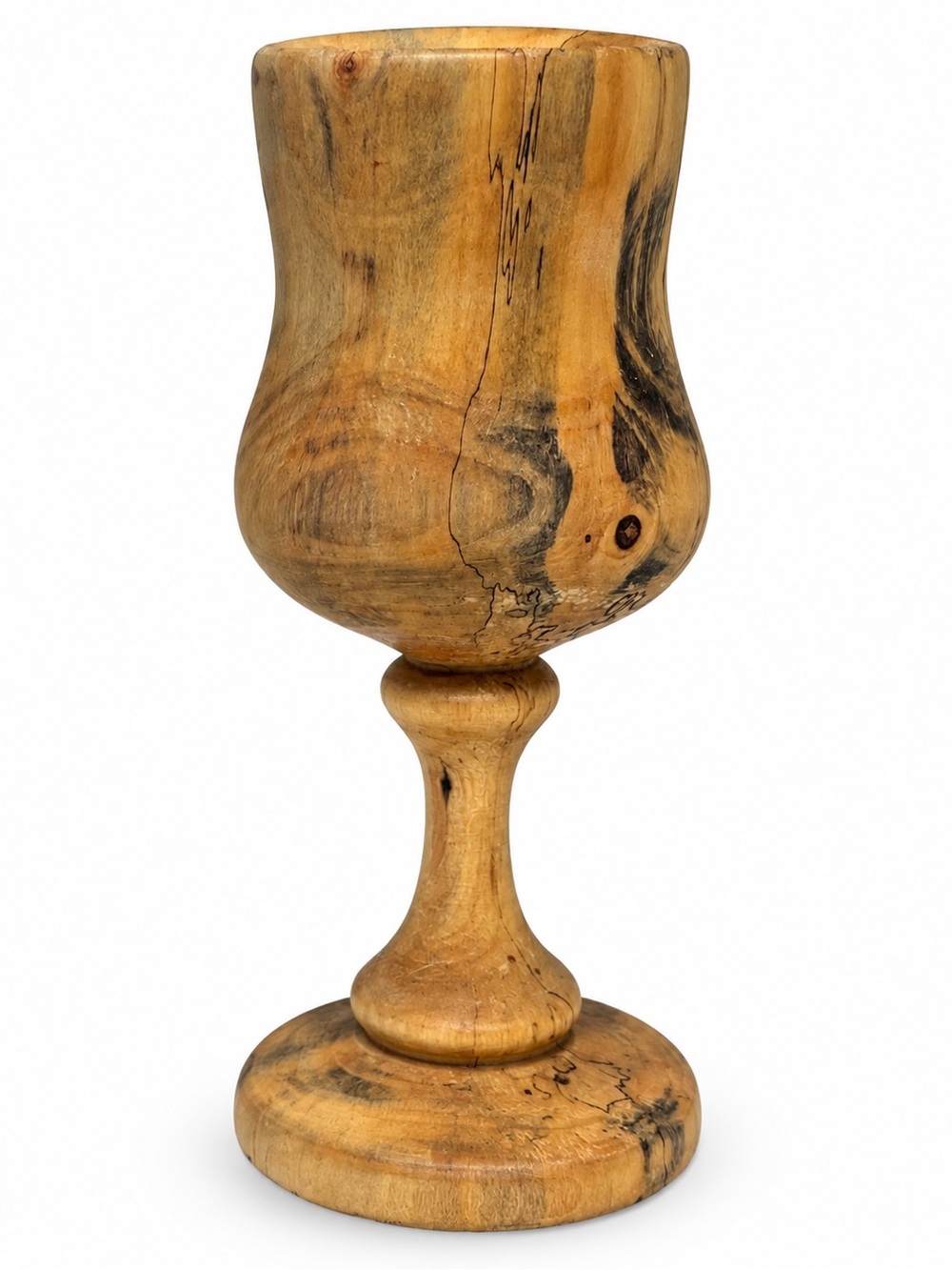 Source Unknown Rustic Spalted Wood Goblet - Brown and Black